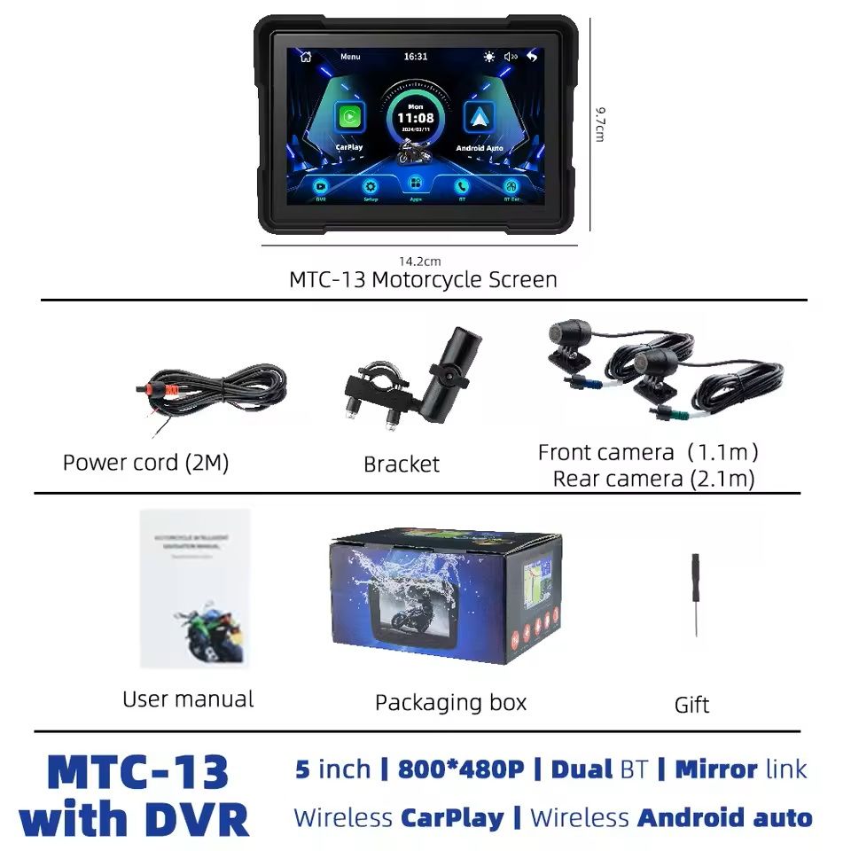 5 Inch Wireless CarPlay And Android Auto GPS Display For Motorcycles 8