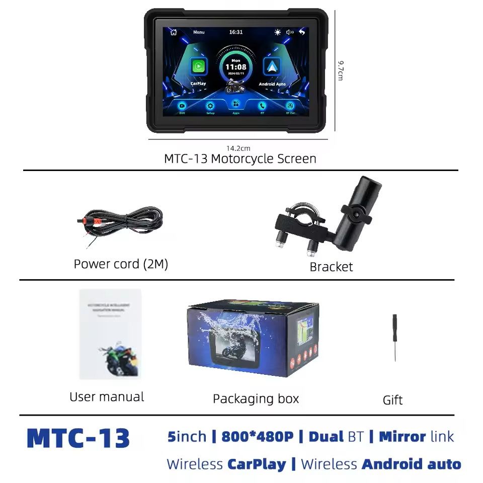 5 Inch Wireless CarPlay And Android Auto GPS Display For Motorcycles 6