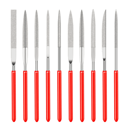 Diamond Needle File Set for Metal Carving and Craft Detailing 10 Piece Mini Hand Tool Kit