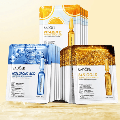 24K Gold Hyaluronic Acid Face Mask Set for Hydrating and Anti Aging Skin Care