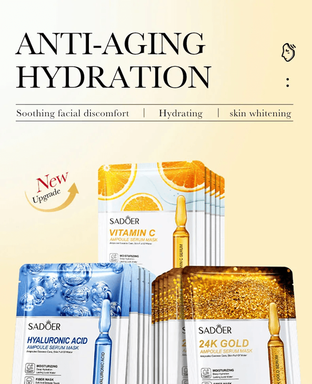 24K Gold Hyaluronic Acid Face Mask Set For Hydrating And Anti Aging Skin Care 2