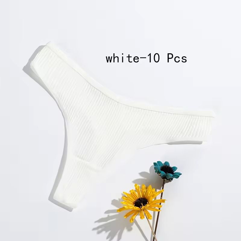 10 Pack Cotton Striped Thongs For Women 9