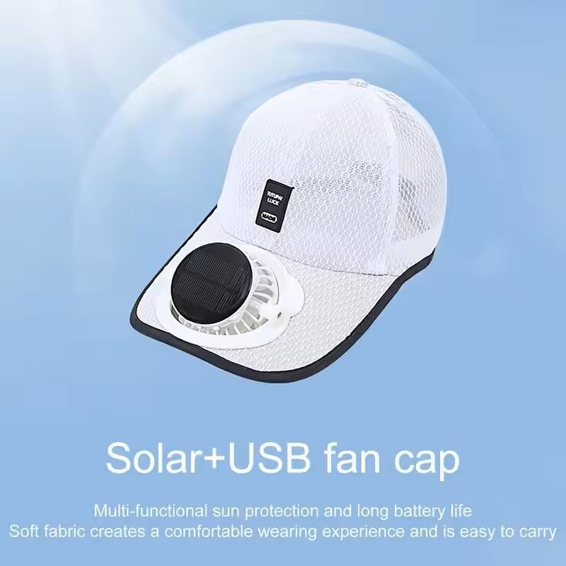 Solar Powered Cooling Hat With Fan And Sun Protection 3