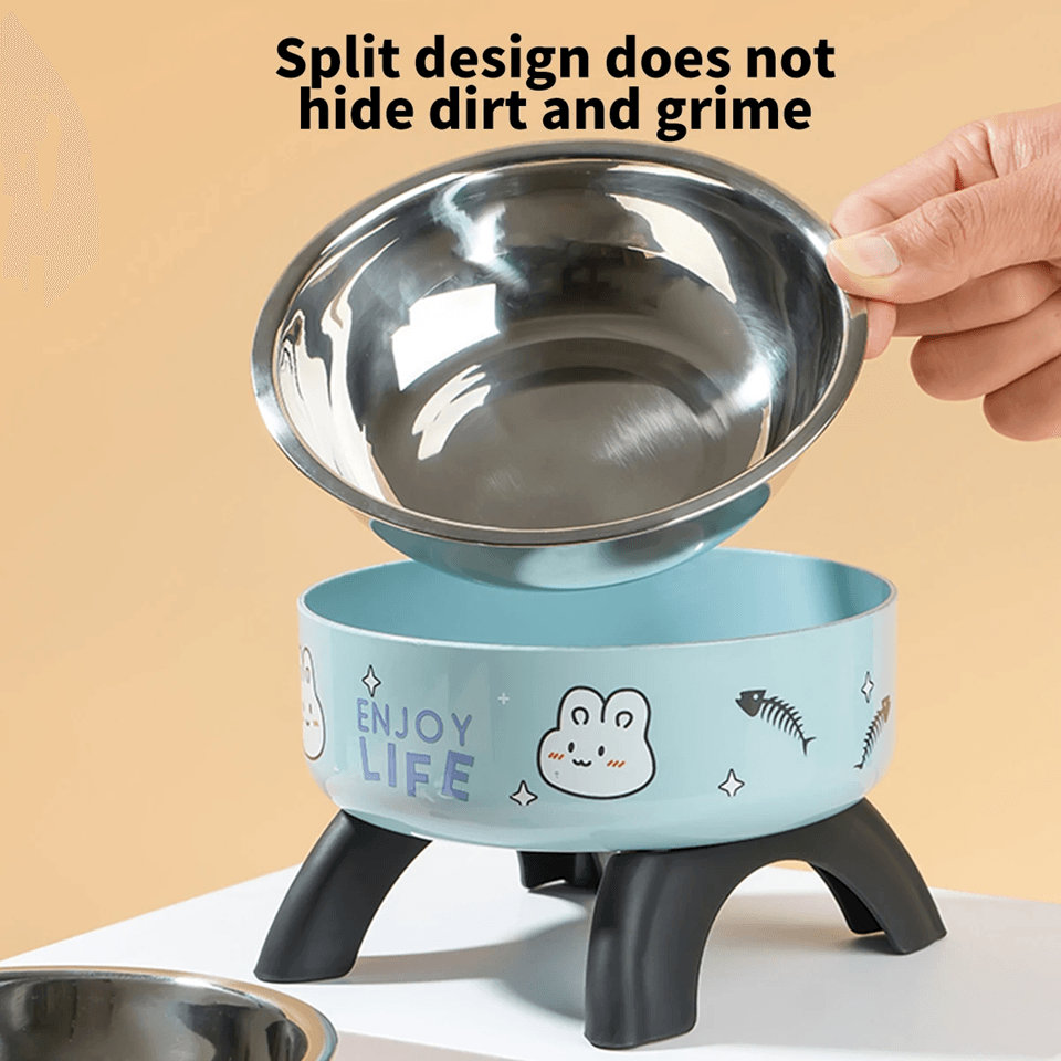 Elevated Stainless Steel Pet Bowl With Cute Print For Dogs And Cats 2