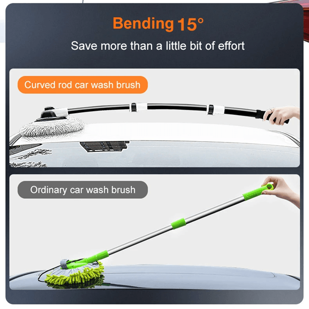 Telescopic Car Wash Brush With Chenille Head And 15 Degree Bend Handle 1