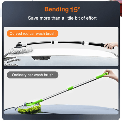 Telescopic Car Wash Brush With Chenille Head And 15 Degree Bend Handle 1