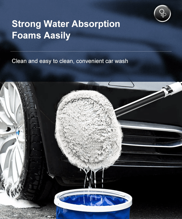 Telescopic Car Wash Brush With Chenille Head And 15 Degree Bend Handle 3