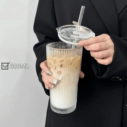 600ml Iced Coffee Glass With Lid And Straw For Juice Water And Cold Drinks 1