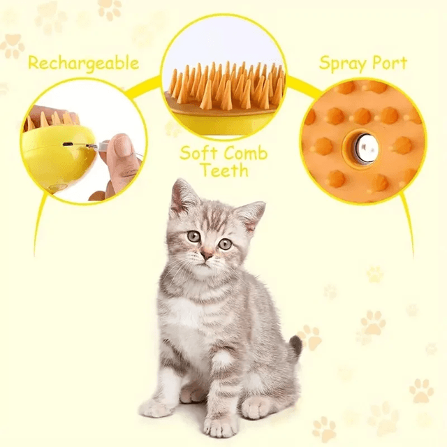 3 In 1 Steamy Pet Grooming Brush With Electric Spray For Dogs And Cats 2