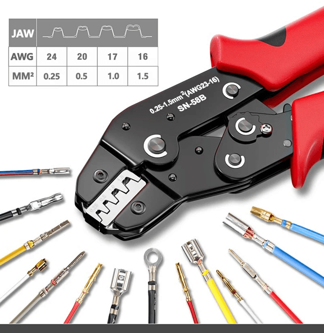 Ratcheting Crimping Tool Set for Dupont JST Molex and Open Barrel Terminals