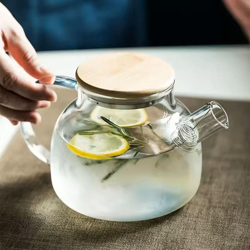 Transparent HeatResistant Borosilicate Glass Teapot 1