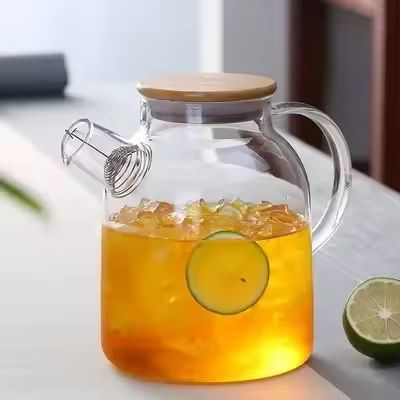 Transparent HeatResistant Borosilicate Glass Teapot 6
