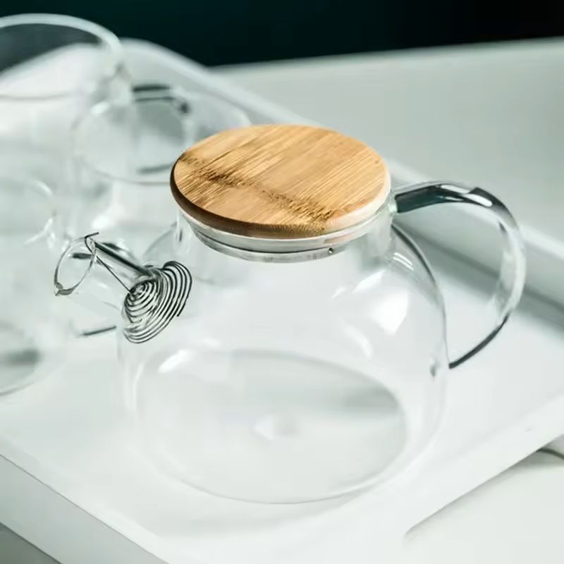 Transparent HeatResistant Borosilicate Glass Teapot 5
