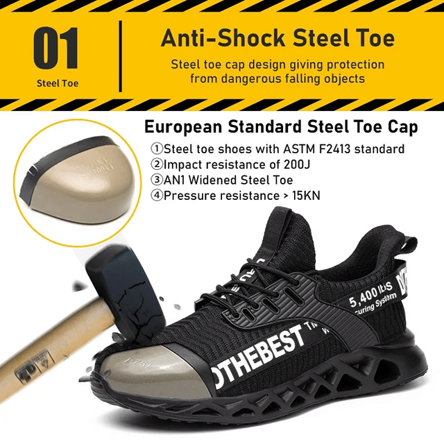 Lightweight Steel Toe Safety Work Shoes for Men and Women