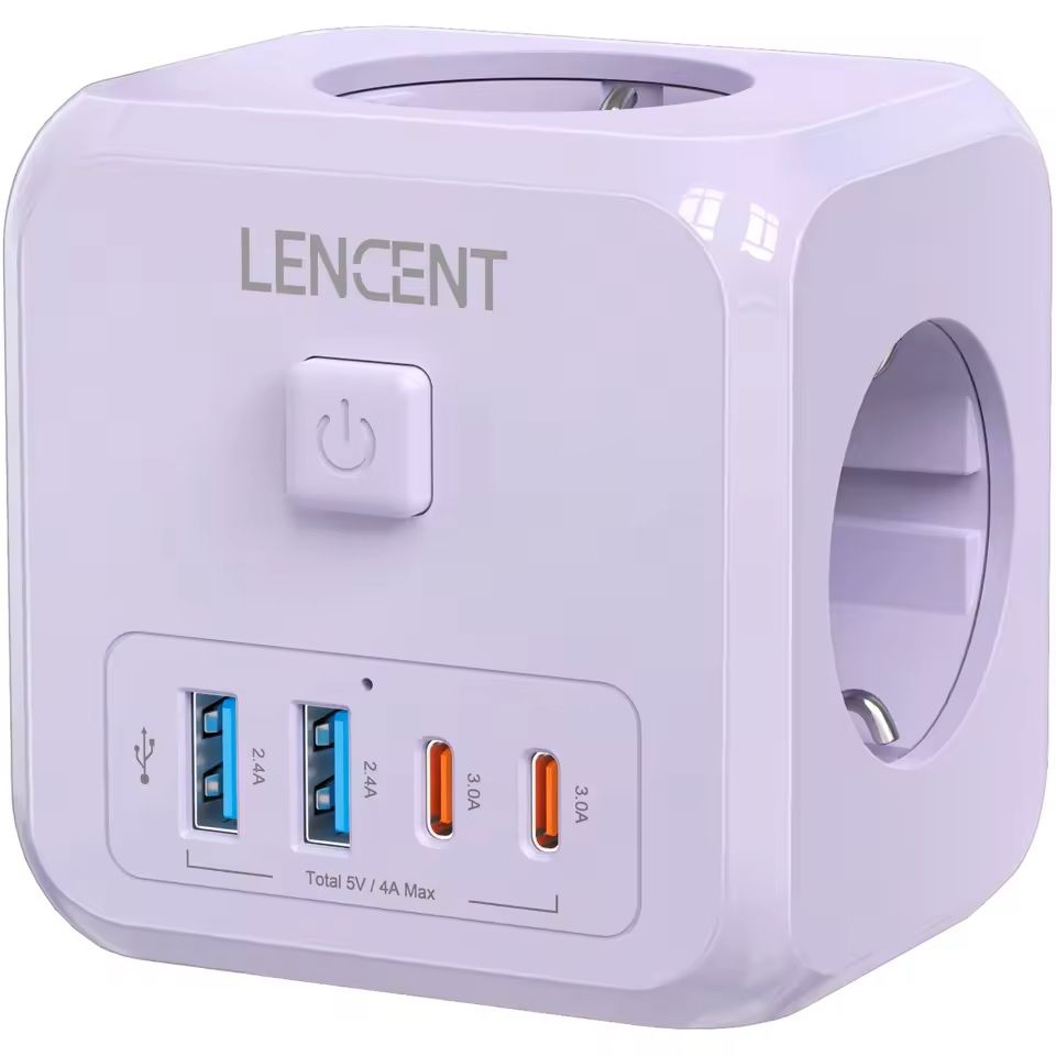 7in1 EU Plug Wall Socket Extender With USBC And Switch Control 8