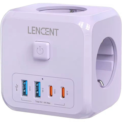 7in1 EU Plug Wall Socket Extender With USBC And Switch Control 8