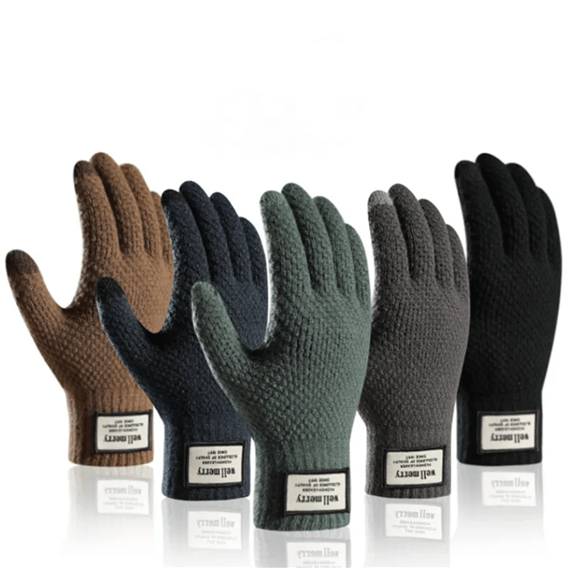 Mens Winter Touchscreen Wool Gloves With Thermal Lining For Cold Weather 1