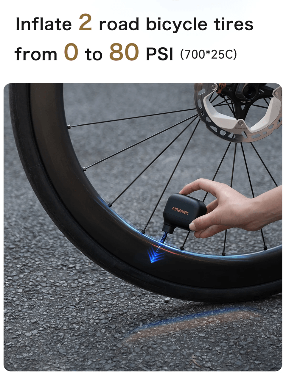 AIRBANK Pocket SE Mini Electric Bike Pump With Presta And Schrader Compatibility 4
