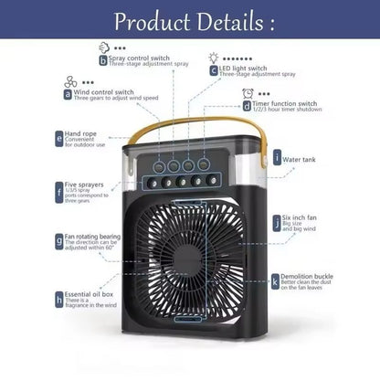 3in1 Portable Air Conditioner Fan With LED Night Light  Humidifier 5