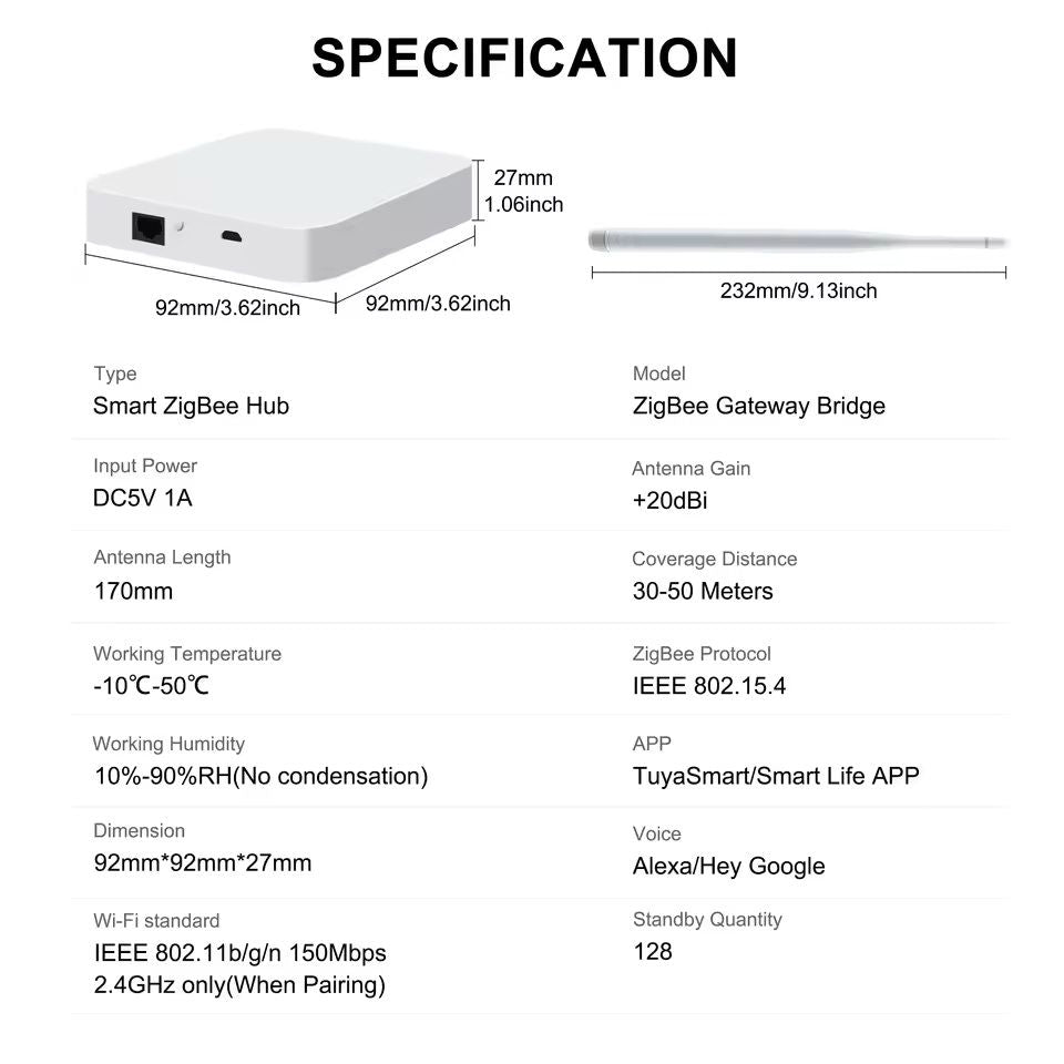 Tuya ZigBee Smart Gateway Hub With Antenna For Home Automation 1