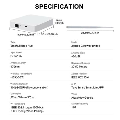 Tuya ZigBee Smart Gateway Hub With Antenna For Home Automation 1