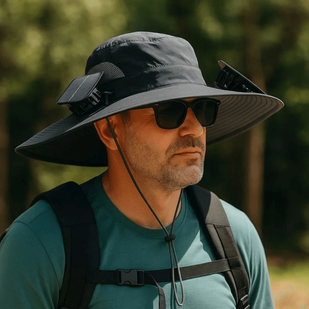 Outdoor Solar Wide Brimme Sun Hat With Fan 6
