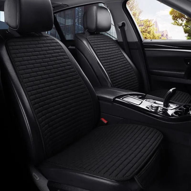 Breathable Flax Car Seat Cushion Front and Rear Auto Seat Protectors with Non-Slip Backing