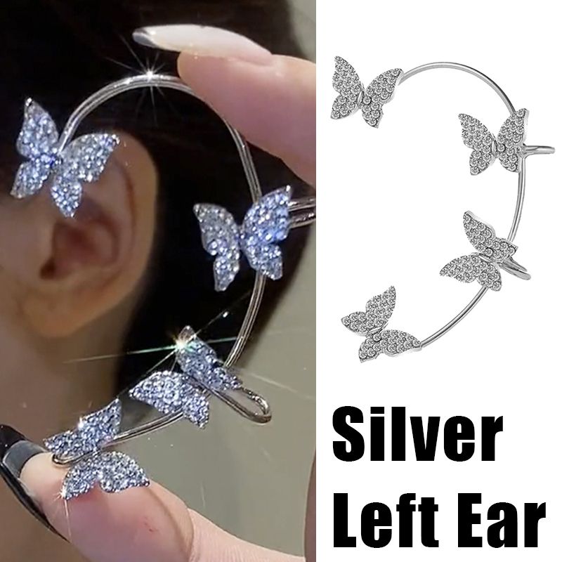 Gold Silver Leaves Clip Earrings: Creative C Butterfly Non-Piercing Ear Cuff Set - Trendy Women's Jewelry
