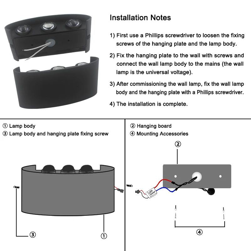 Waterproof IP65 Aluminium LED Wall Lamp For Bedroom Living Room Corridor  IndoorOutdoor Lighting 5