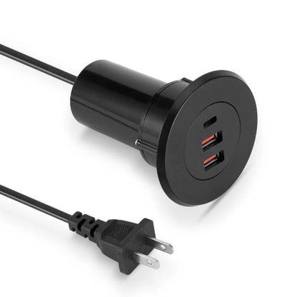 Universal USB C Desk Hole Power Socket With 3 Ports Type C Fast Charging For Office  Home 8