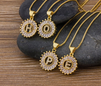Initial Charm Crystal Necklace 3