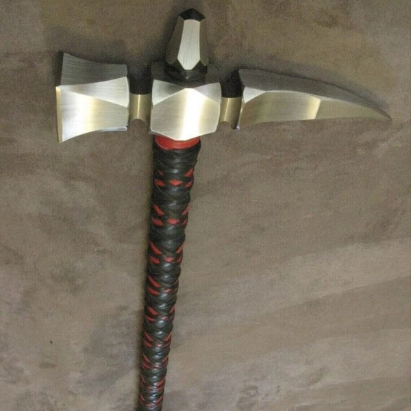 Hand-Forged Spiked War Hammer | High Carbon Steel Head & Leather-Wrapped Handle | Medieval Battle Hammer