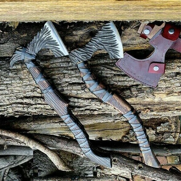 HAND FORGED CARBON STEEL ASHWOOD HANDLE VIKING TOMAHAWK HATCHET AXES
