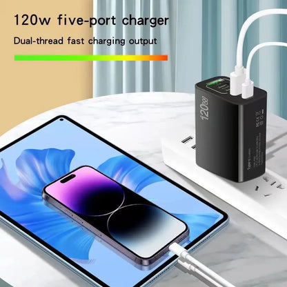 120W USB Fast Charging, Charger For Phone Type C, Mobile Phone Wall Adapter, Quick Charge Power Plug for Cellphones