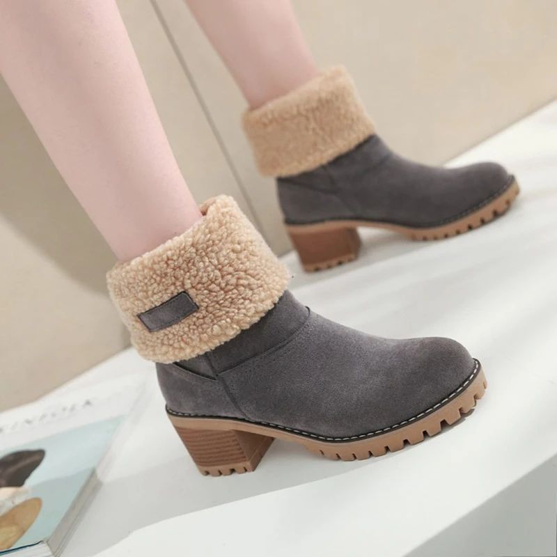 Womens Block Heel Snow Boots  Warm  Stylish  Perfect Winter Gift 2