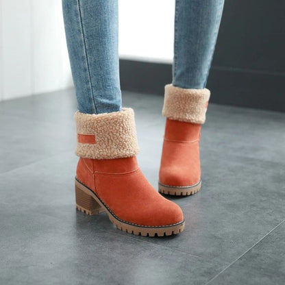 Womens Block Heel Snow Boots  Warm  Stylish  Perfect Winter Gift 3