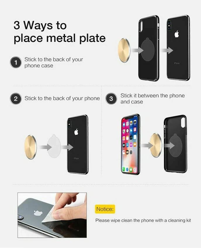 2Pack Metal Plate Adhesive Sticker Replace For Magnetic Car Mount Phone Holder 4