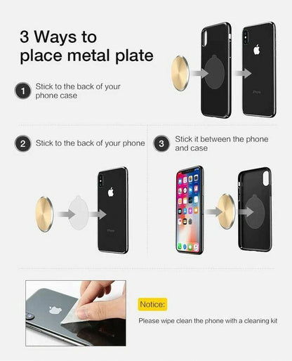 2Pack Metal Plate Adhesive Sticker Replace For Magnetic Car Mount Phone Holder 4