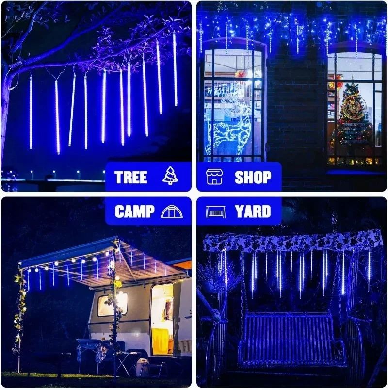 LED Dripping Icicle Lights For Outdoor Christmas Decor 8Piece Set Perfect For Christmas Christmas G