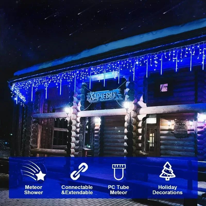 LED Dripping Icicle Lights For Outdoor Christmas Decor 8Piece Set Perfect For Christmas Christmas G