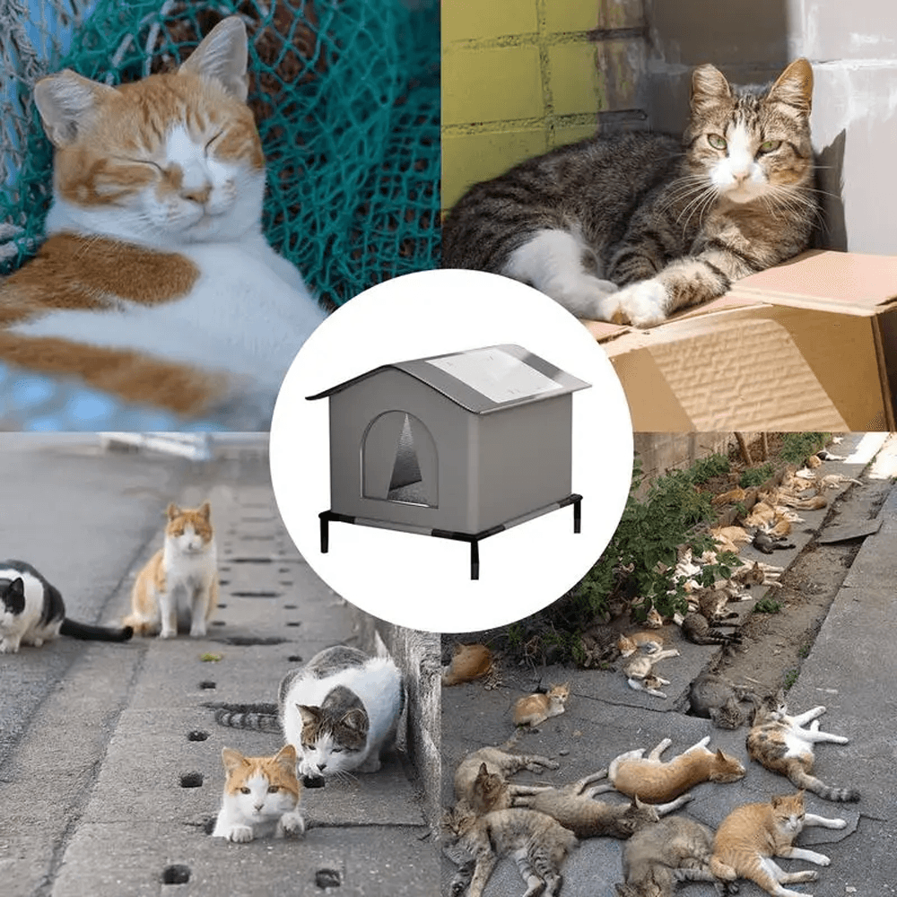Waterproof Outdoor Cat House Feral Cat Shelter With Cold Resistance 7