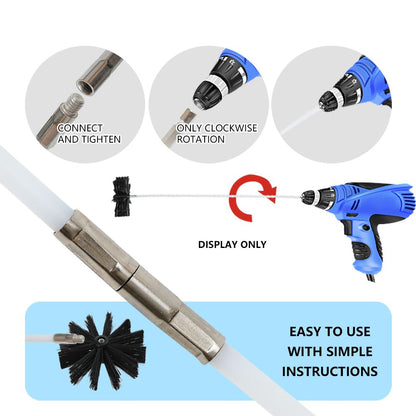 600mm Long Rotary Chimney Brush Flexible Rod For Fireplace Inner Wall  Roof Cleaning 7