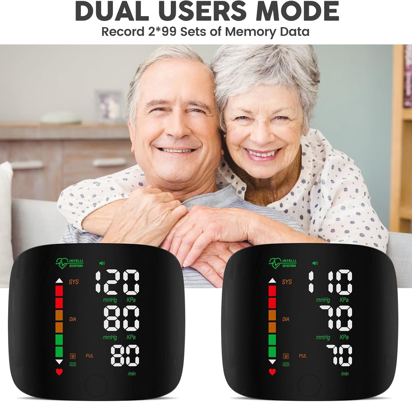 Rechargeable Wrist Blood Pressure Monitor Accurate Digital Tensiometer With Heart Rate  LED Display