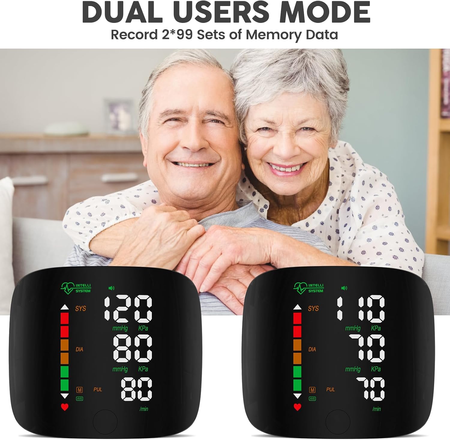 Rechargeable Wrist Blood Pressure Monitor Accurate Digital Tensiometer With Heart Rate  LED Display