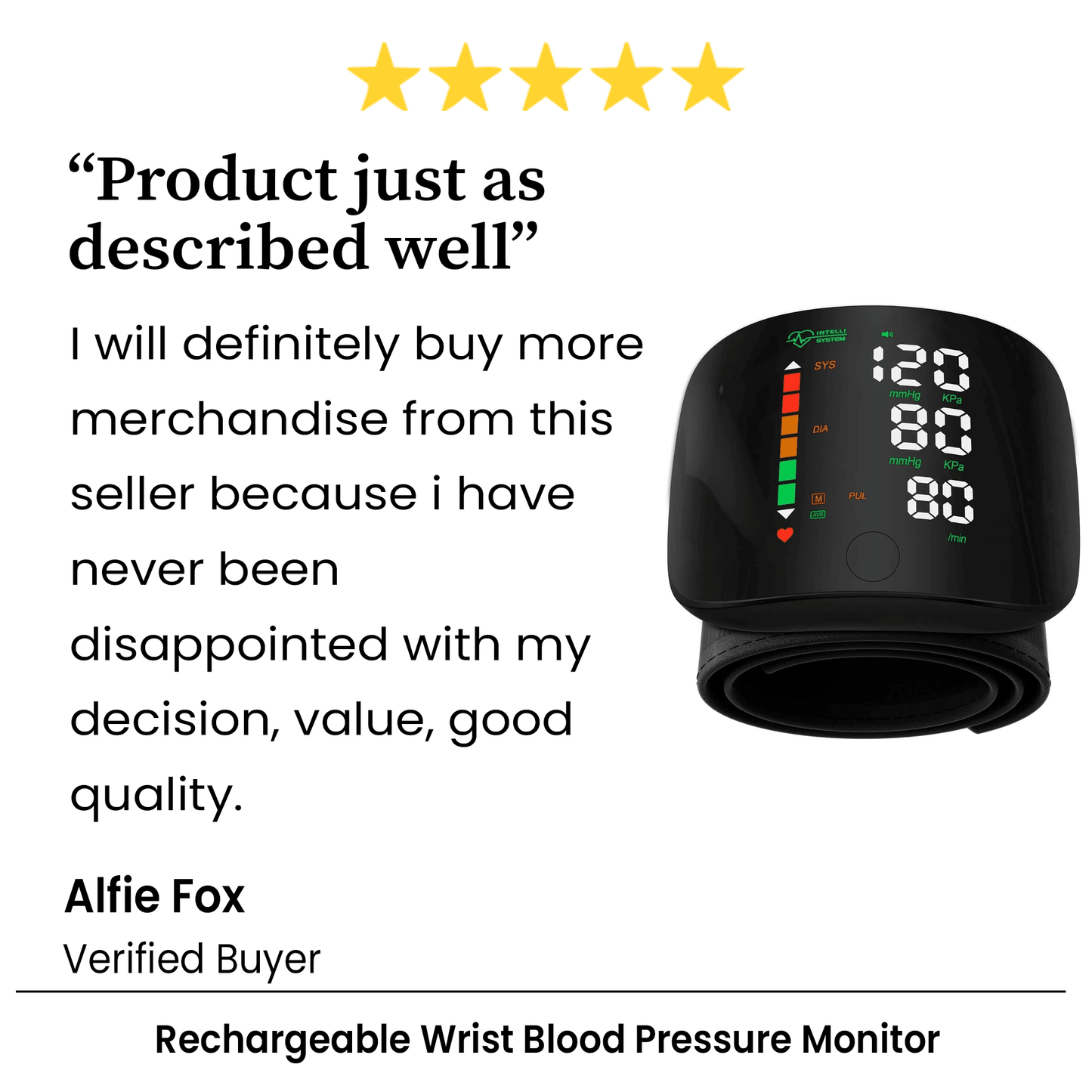Rechargeable Wrist Blood Pressure Monitor Accurate Digital Tensiometer With Heart Rate  LED Display