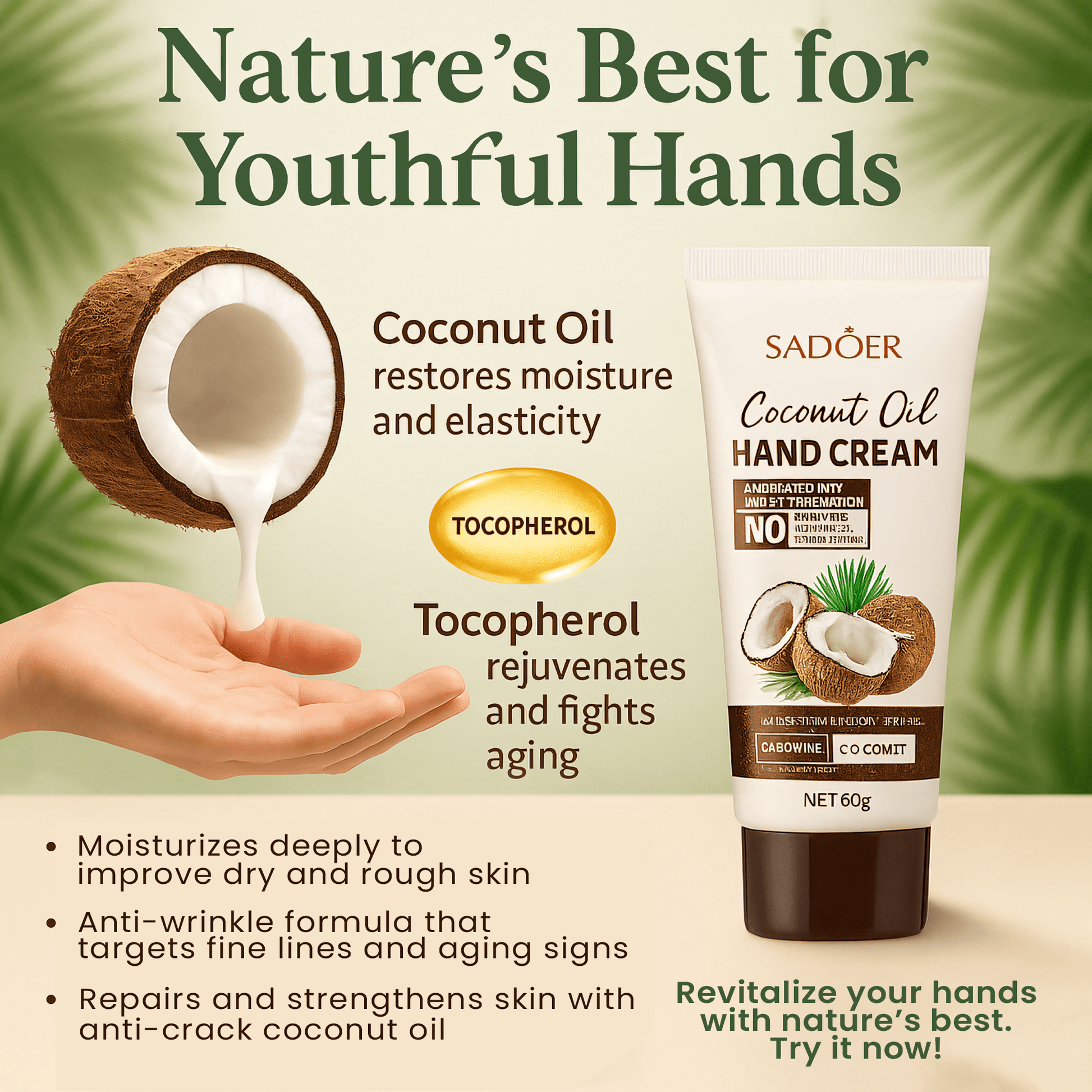 AntiWrinkle Hand Cream With Coconut Oil  Moisturizing Skin Care Serum 7