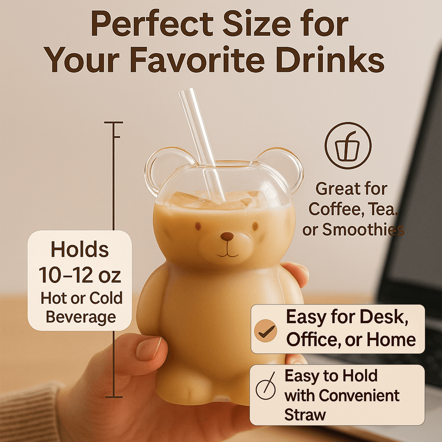 Cartoon Bear Mug Insulated Glass Cup Perfect Birthday  Christmas Gift 1