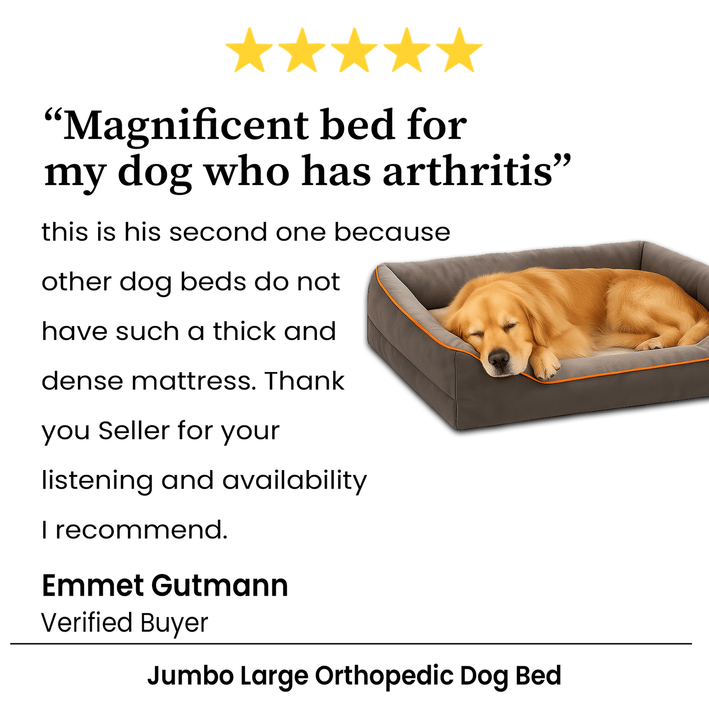 Jumbo Large Orthopedic Dog Bed Memory Foam Pet Sofa Couch With Removable Waterproof Cover  Elevated