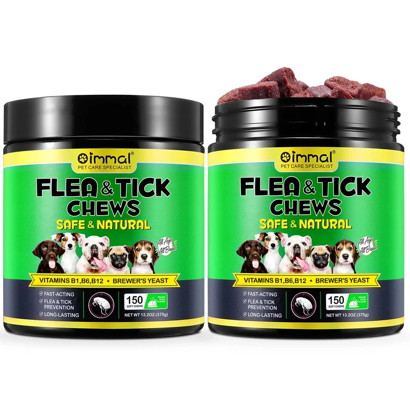 Natural Chewable Flea & Tick Prevention for Dogs: Control Supplement for All Breeds