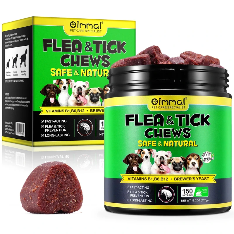 Natural Chewable Flea & Tick Prevention for Dogs: Control Supplement for All Breeds